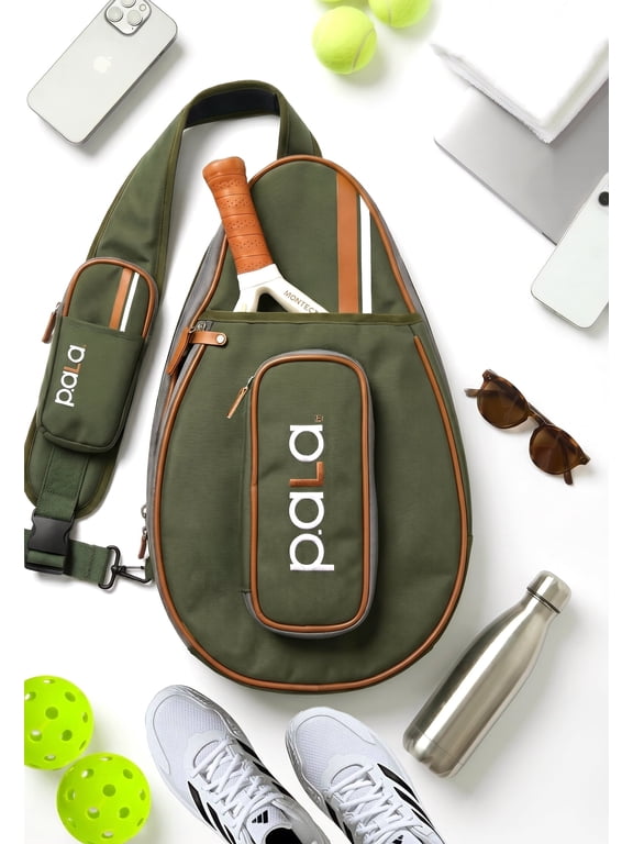 Padel and Pickleball Bag for Men and Women Tennis Padel Sling Bag Backpack - Great for Padel, Tennis, Racquet ball, Squash & Pickleball with fence hook. (Green)