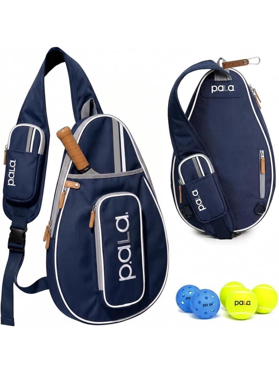 Padel and Pickleball BLUE Bag for Men and Women Tennis Padel Sling Bag Backpack - Great for Padel, Tennis, Racquet ball, Squash & Pickleball with fence hook. (Navy Blue)