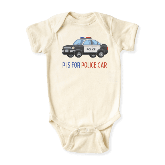 P is for Police Baby Bodysuit, Newborn Outfit, Baby Clothes, Gift for Children 3-6m Natural