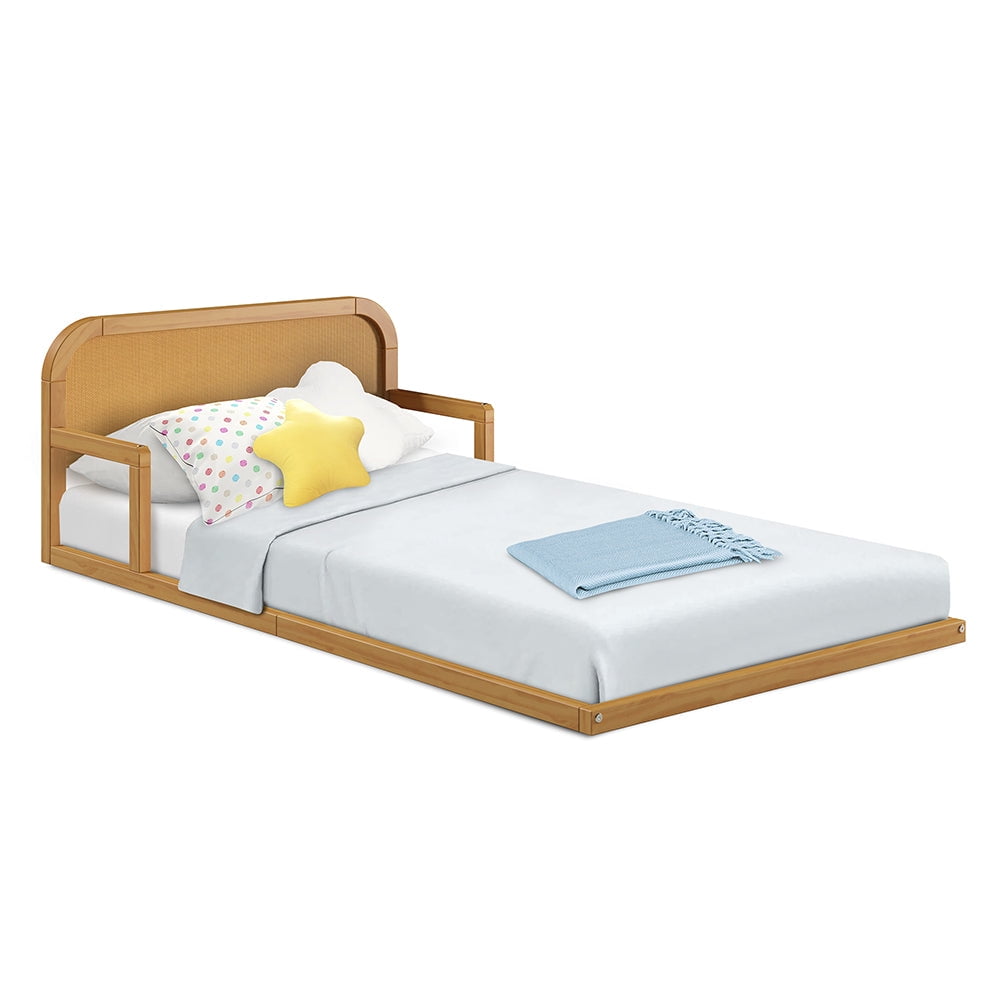 P kolino Curva Rattan Kids Twin Floor Bed Frame With Headboard FSC p-kolino-curva-rattan-kids-twin-floor-bed-frame-with-headboard-fsc