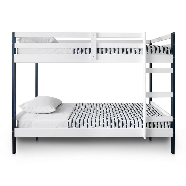 P'kolino Letto Twin Bunk Bed White and Blue Solid Wood