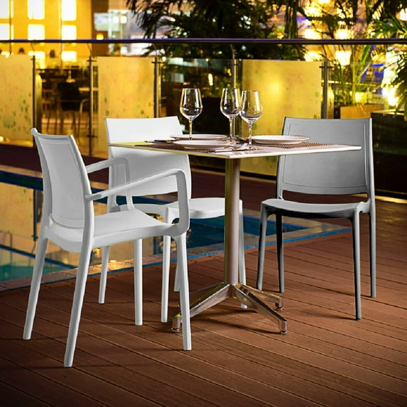 P'kolino Luna Modern Chair w/ Arms - White Set of 4