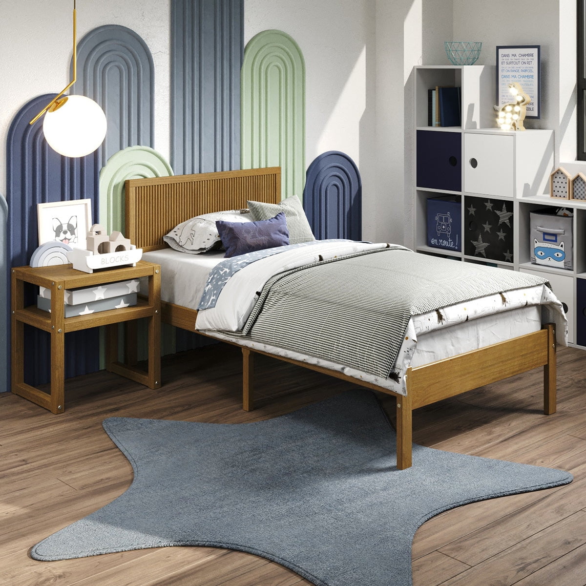 P kolino Reeded Wood Twin Bed Frame With Headboard Solid Wood Natural p-kolino-reeded-wood-twin-bed-frame-with-headboard-solid-wood-natural