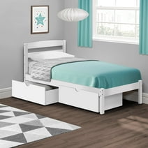 P'kolino Twin Bed with Two Storage Drawers, White
