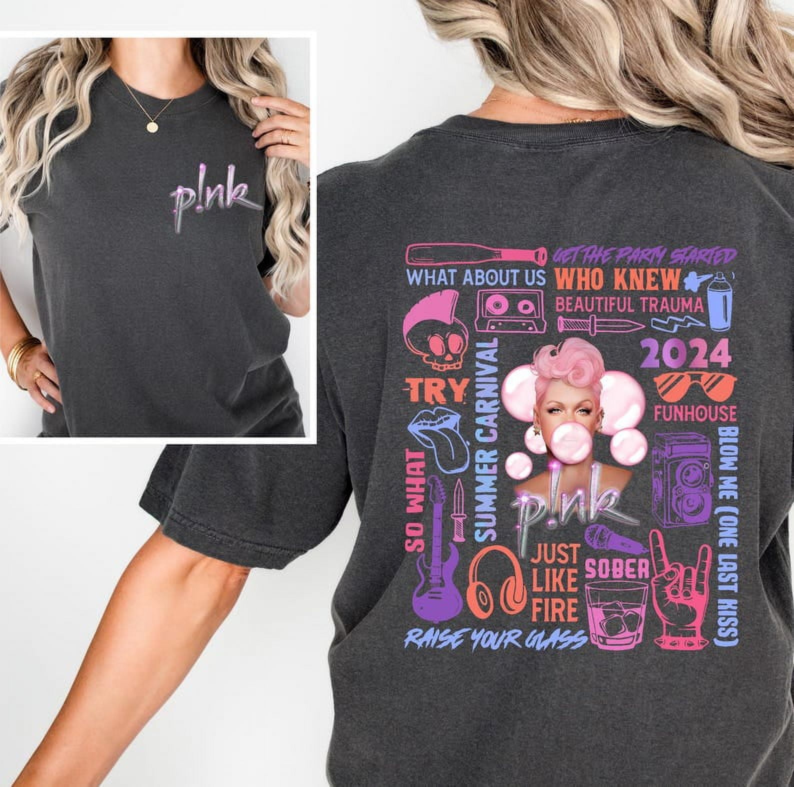 P!nk Pink Singer Summer Carnival 2024 Tour Shirt,Pink Fan Lovers Shirt