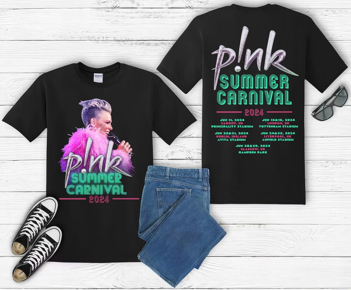 P!nk Pink Singer UK Summer Carnival 2024 Festival Tour T shirt Men