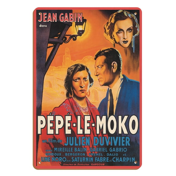 Pépé-Le-Moko - Starring Jean Gabin - Vintage French Film Movie Poster c.1937 - 8 x 12 inch Vintage Wood Art Sign