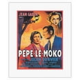 thumbnail image 1 of Pépé-Le-Moko - Starring Jean Gabin - Vintage French Film Movie Poster c.1937 - Fine Art Rolled Canvas Print (Unframed) 11in x 14in, 1 of 4