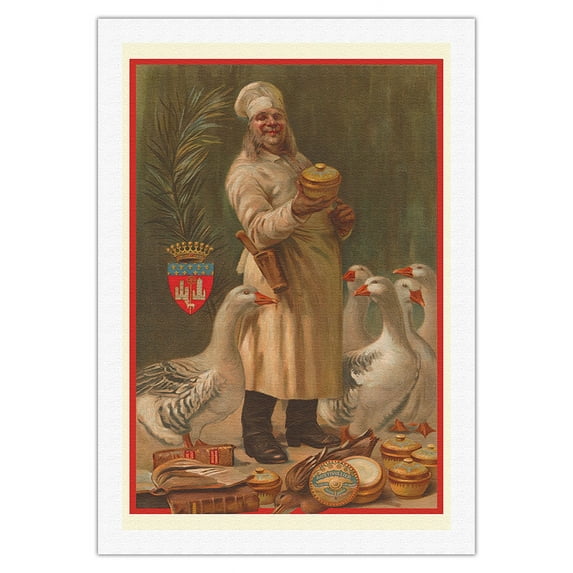 Pâté Tivollier - French Foie Gras - Vintage Advertising Poster c.1910 - Fine Art Rolled Canvas Print 27in x 40in
