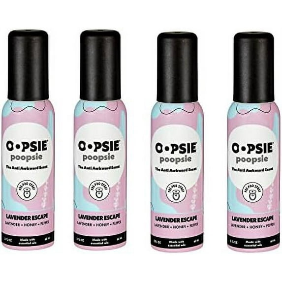 P toilet spray, discreet portable original Pre-poo spray to use go. Lavender Scape 4 Pack Toilet Odor Gift Set