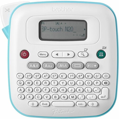 P-touch P-touch PT-N20, Thermal Transfer, 0.47 in/s Mono, 3 Font Size, 7 Text Style, Label, 0.47", Battery, 6 Batteries Supported, AAA, White, Teal (PTN20) | 5-Pack (5 Total)