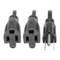 thumbnail image 1 of P02418N13A2R Standard Power Extension Cord Y Splitter Cable, 13A, 16AWG (NEMA 515P to 2x NEMA 515R), 18in, 1 of 7