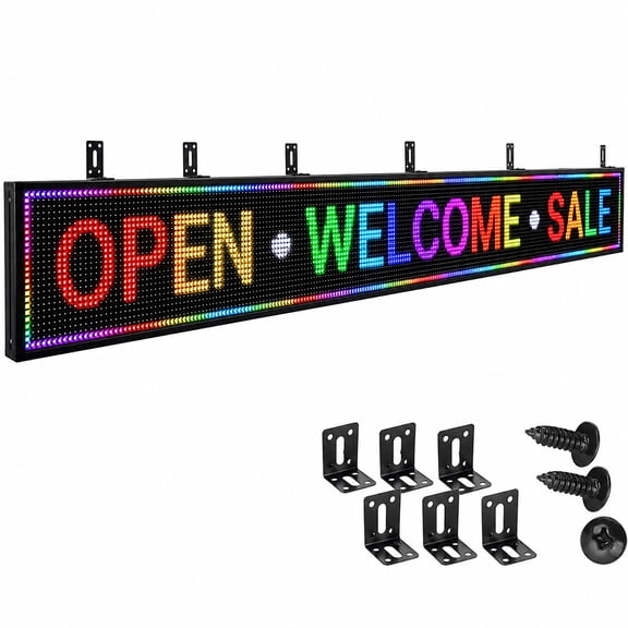 KHUSINA Programmable LED Sign,P10-115x14 inches, Full Color Digital Display,WiFi Control,Scrolling Message Board for Business