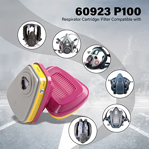 P100 Respirator Cartridge, 60923 Particulate Filter, for Half and Full