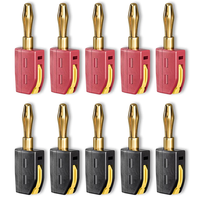 10 Connettori A Banana 4mm Isolati: 5 Rossi + 5 Neri, Femmina Saldabile, Per Cavi E Jack, Custodia Isolante 36mm