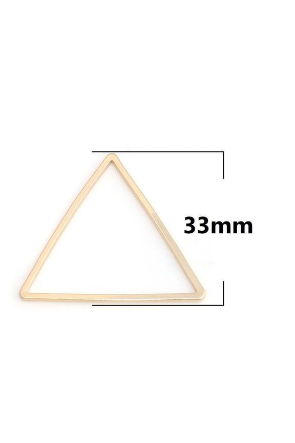 P1013 - 10 pcs Gold Plated Triangle Metal Dangle Charms Pendants - 33mm x 29mm - 1.3" - Great for Making Fringe Earrings, Necklaces, Dangles!