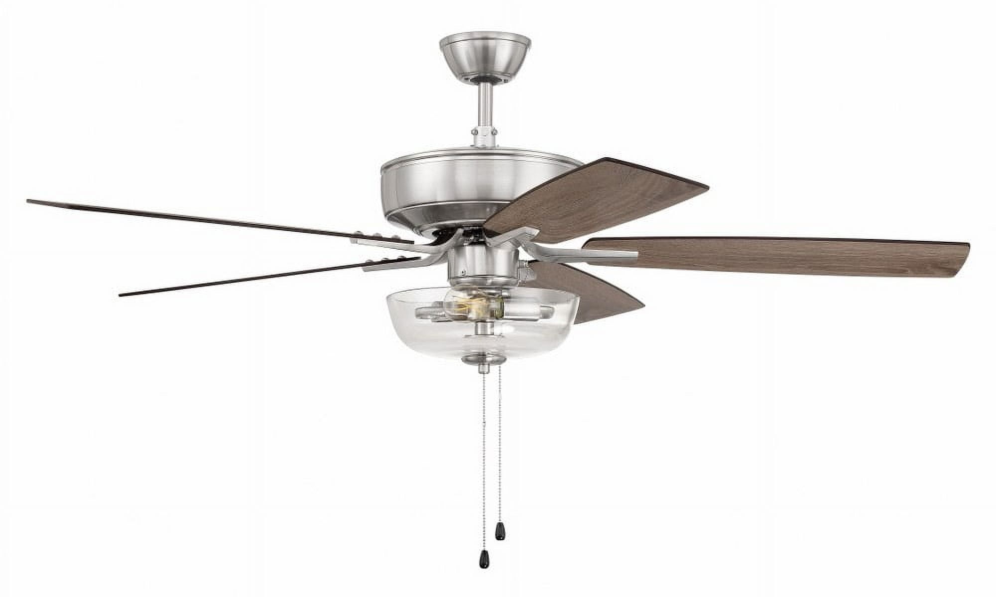 Brushed Nickel 52" Ceiling Fan with Clear Glass Light Kit