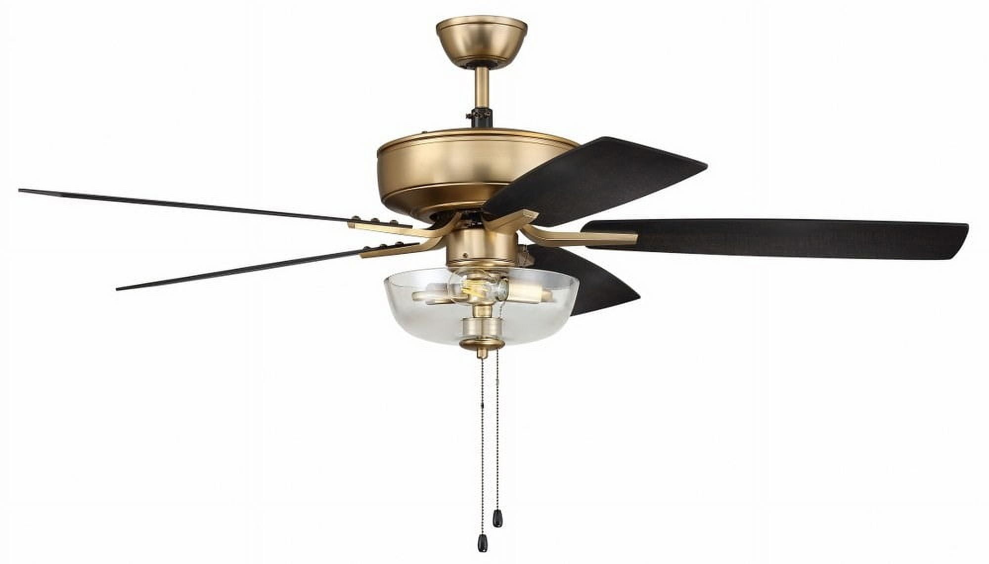Satin Brass 52'' Ceiling Fan with Black Walnut MDF Blades and LED Light
