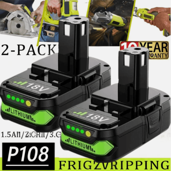 2Pack P102 3.6Ah 18V Lithium-Ion Replacement for Ryobi 18V Battery P102 P103 P104 P105 P107 P108 P190 Compatible with Ryobi Battery Cordless Tools