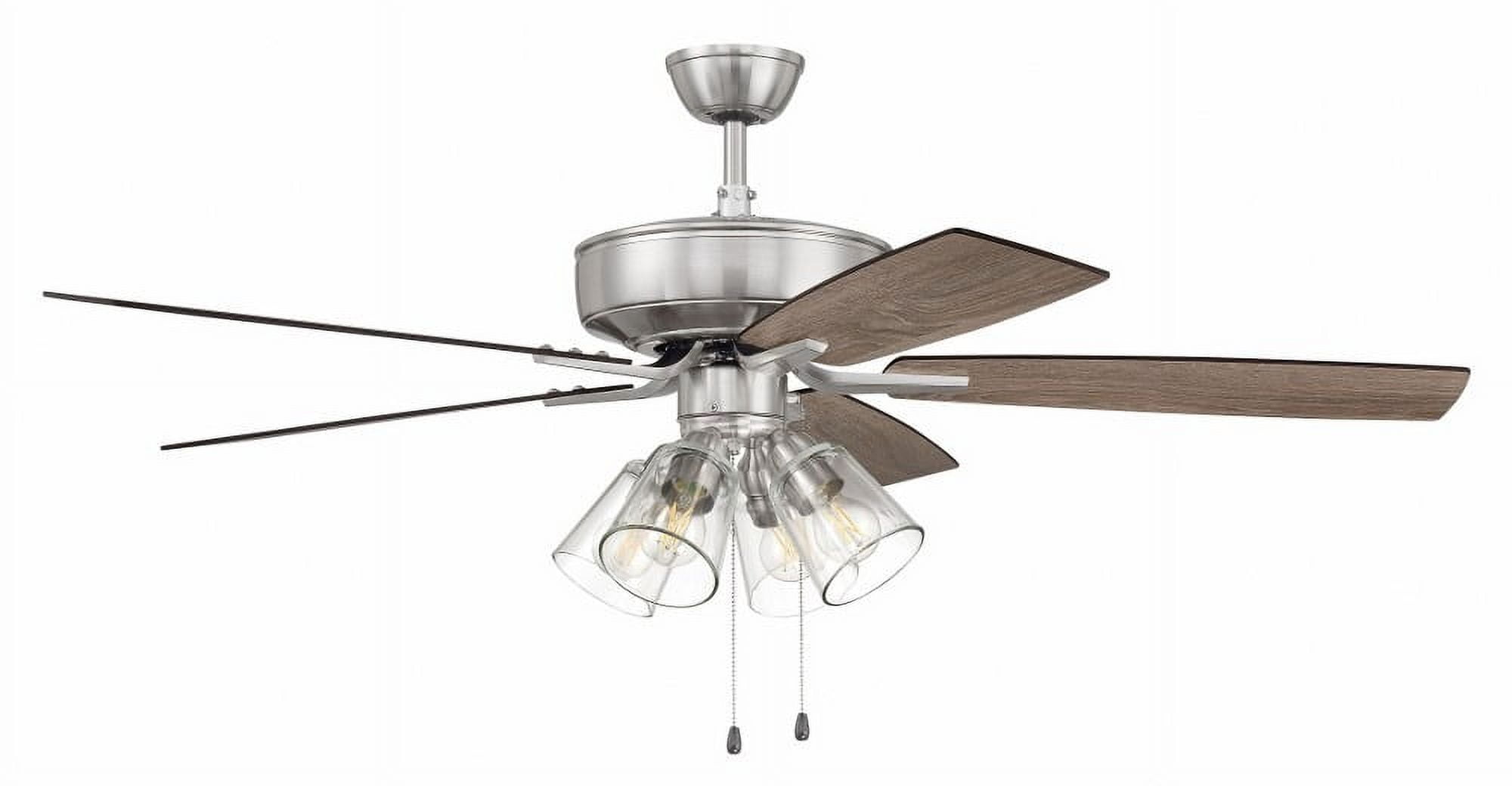Brushed Nickel 52" Ceiling Fan with LED Lights and Reversible Blades