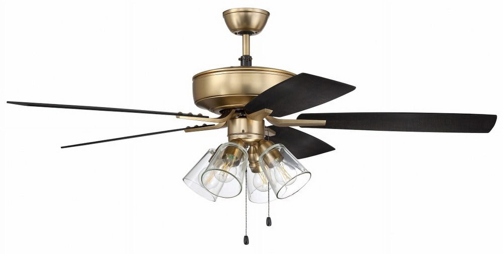 Satin Brass 52'' Ceiling Fan with Reversible Black Walnut Blades