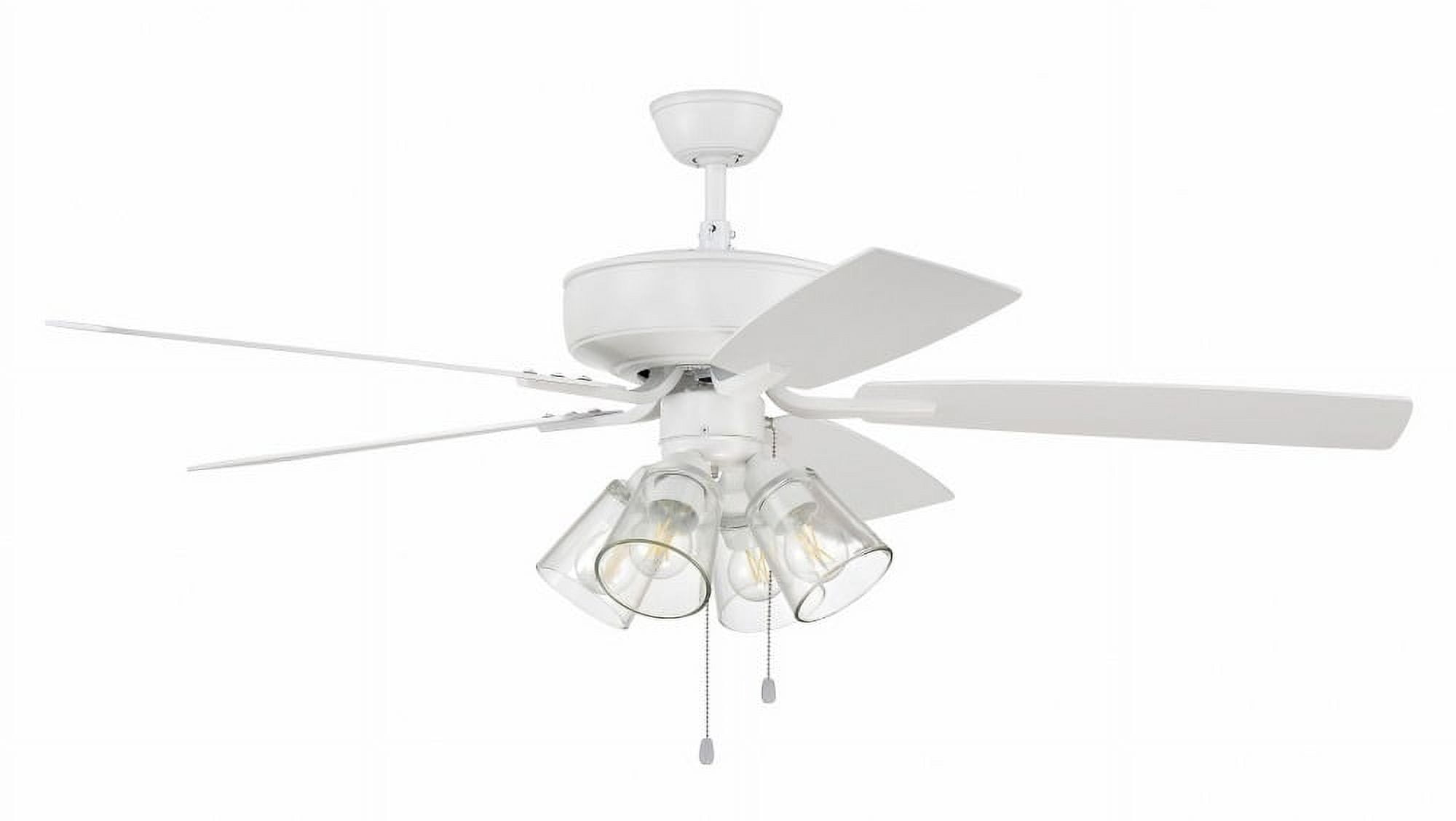 White 52'' Ceiling Fan with LED Light Kit and Reversible Blades