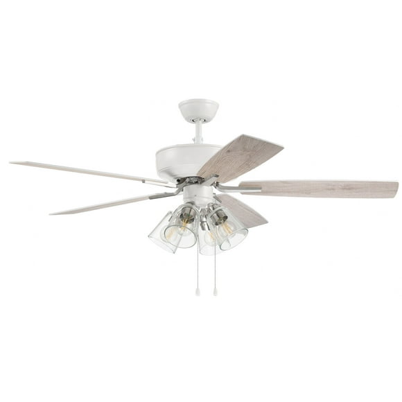 Craftmade  52" Pro Plus 104 Ceiling Fan - 52 White/Polished Nickel w/ White/Washed Oak Blades