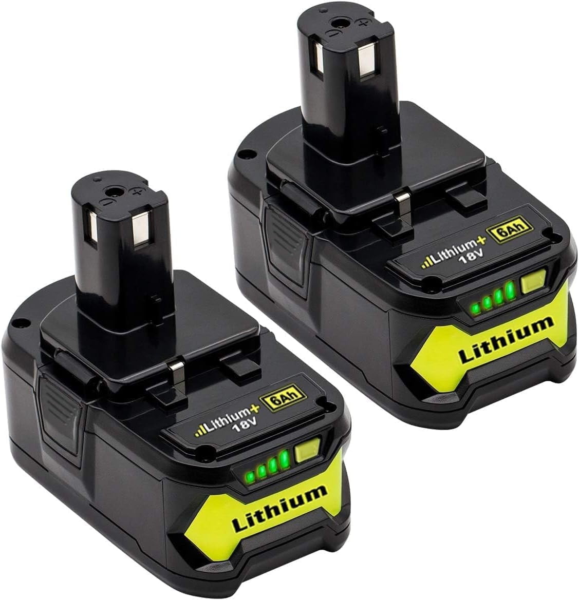 P108 Battery Replacement for Ryobi 18V 6.0 Ah Li-ion Replacement for Ryobi 18VBattery for P102 P108 P189 P190 P197 P100 P107 for Ryobi18V Battery Cordless Tool 2PACK