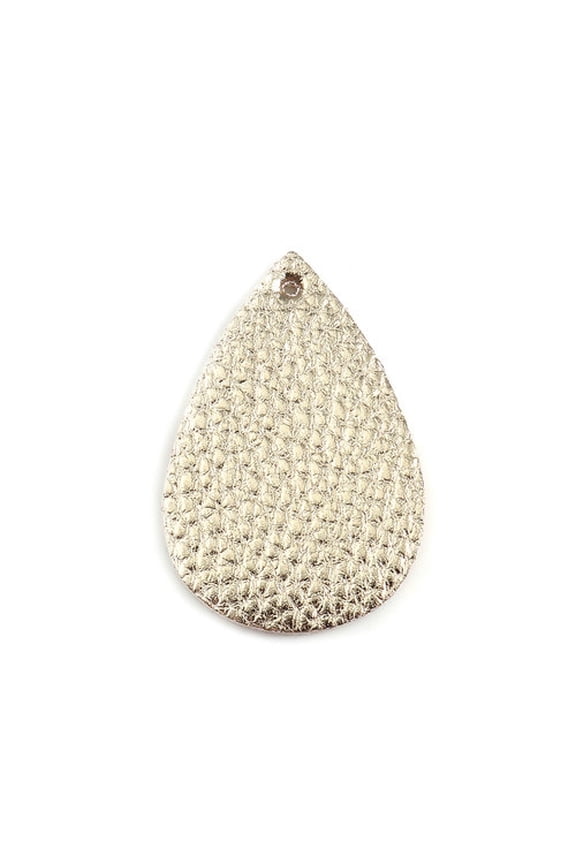 P1122 - 10 pcs. Gold Faux Leather Dangle Charms Pendants - Teardrop - 56mm (2.2") - Great for Light Earrings or Dangles! Double-Sided