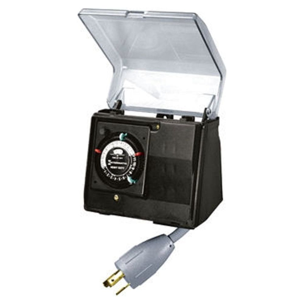 P1131 Heavy Duty Weatherproof Above Ground Pool Pump Timer Lock Plug And Receptacle, 2 On/Off