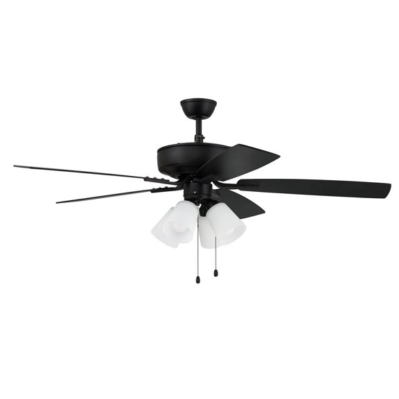 Craftmade  52" Pro Plus 114 Ceiling Fan Flat Black  w/ Flat Black/Grey Wood Blades - Pull Chain