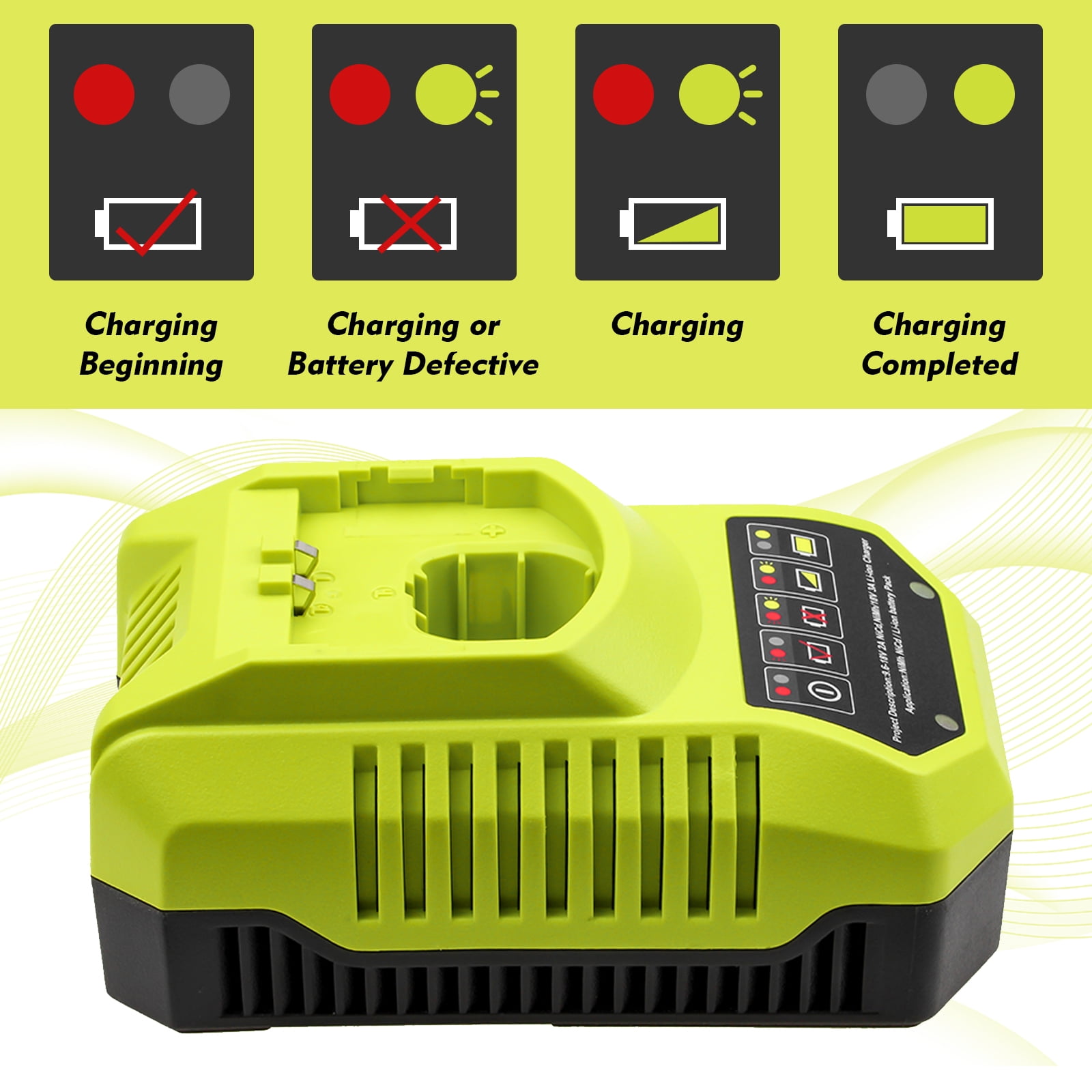 P117 Fast Charger Replacement for Ryobi 18V LithiumIon NiCd NiMh