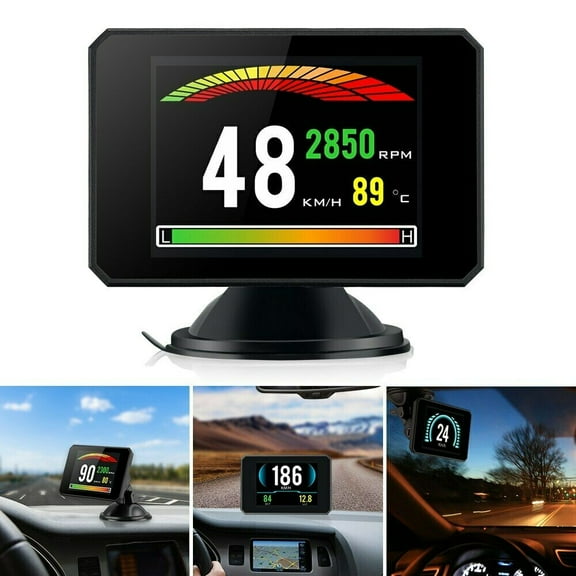 P16 Universal Digital Car HUD Head Up Display Speedometer Smart Trip Computer Display Voltage Digital Windshield Projector for After 2008 OBD2 EOBD Port Vehicles