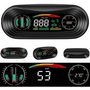 P18 Universal Head Up Display GPS 4x4 Inclinometer off-Road HUD Slope Meter Car Digital Speedometer Latitude Longitude for After 2008 OBD2 EOBD Port Vehicles