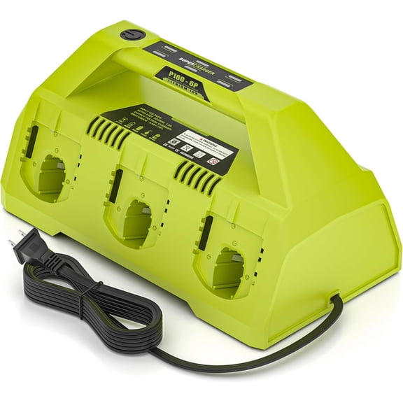 P180-6 Ports Rapid Charger Replacement for Ryobi 18V ONE+ Supercharger P135 18V Six-Pack Lithium-Ion Charger,Compatible with All Ryobi ONE+ 18 Volt Battery Without USB Port P135