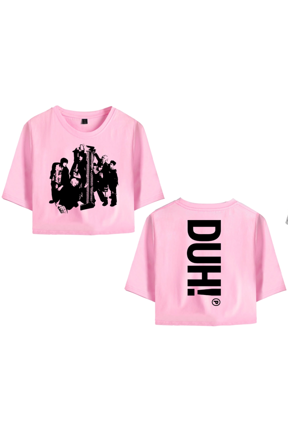 P1Harmony Merch DUN Logo Crop Top T-shirt Women Girl Team Cartoon Short Sleeve