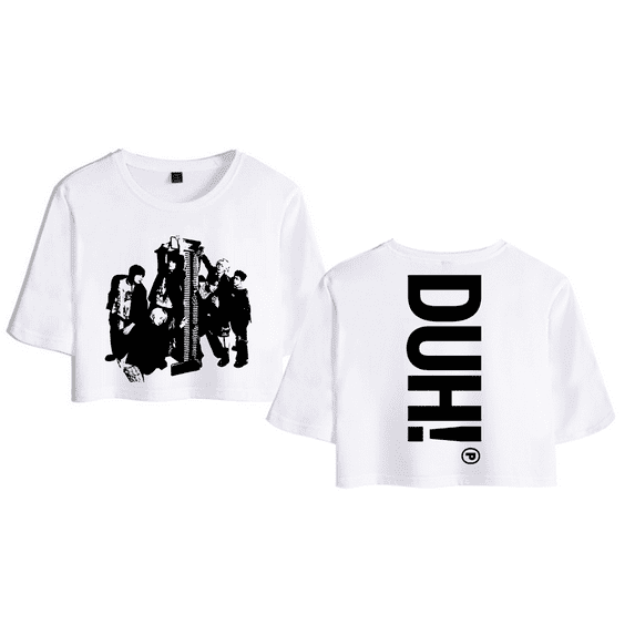 P1Harmony Merch DUN Logo Crop Top T-shirt Women Girl Team Cartoon Short Sleeve