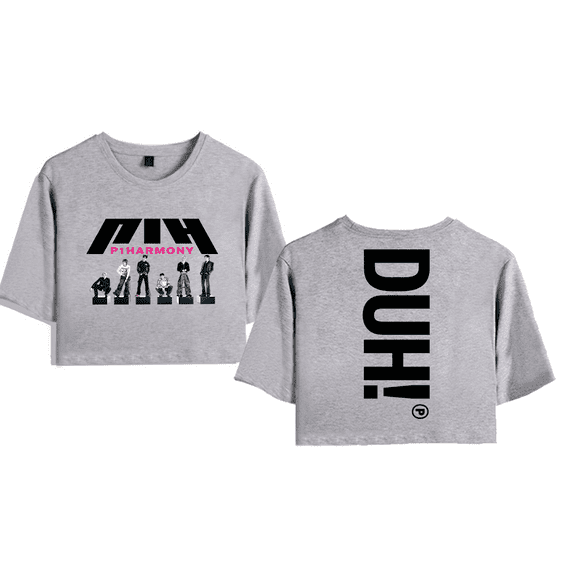 P1Harmony Merch Photos Crop Top T-shirt Women Girl Team Cartoon Short Sleeve