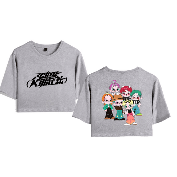 P1Harmony Merch Pikids Logo Crop Top T-shirt Women Girl Team Cartoon Short Sleeve