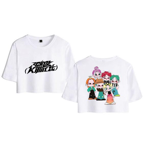 P1Harmony Merch Pikids Logo Crop Top T-shirt Women Girl Team Cartoon Short Sleeve