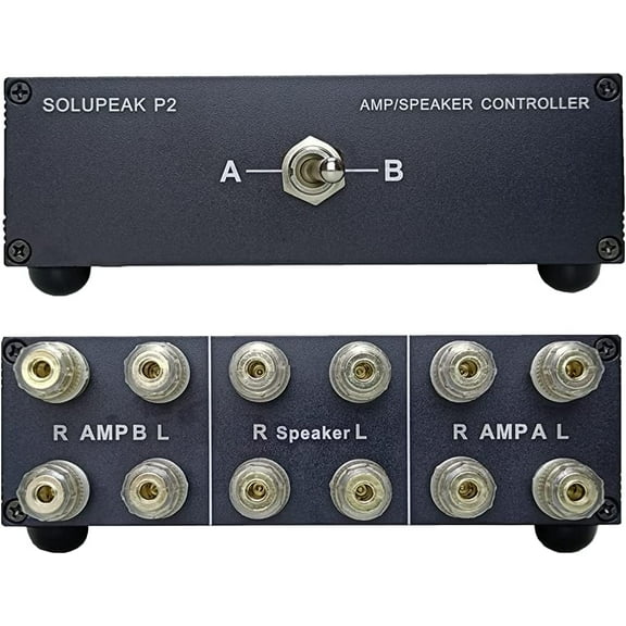 P2 2(1)-IN-1(2)-OUT Amp Amplifier Speaker Switcher Selector Switch Splitter 2-way loudspeaker control combiner box