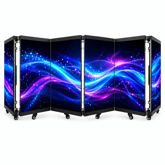 P2.6 HD 6-Fold Foldable LED DJ Booth Table with Wheels, Waterproof Portable LED Screen Video Facade with Flight Case for Music Festivals and Events