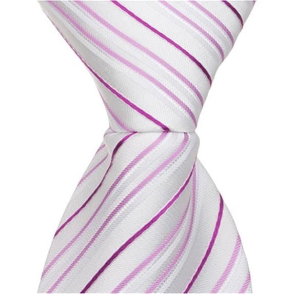 P2 - 63 in. Adult Necktie - White With Pink Stripes, XL