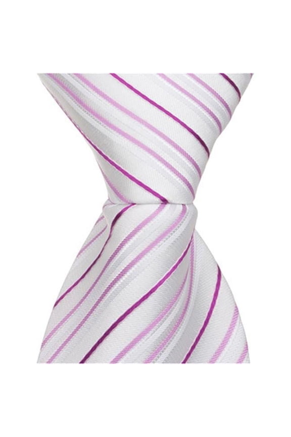 P2 - 9.5 in. Zipper Necktie - White With Pink Stripes- 6 to 18 Month