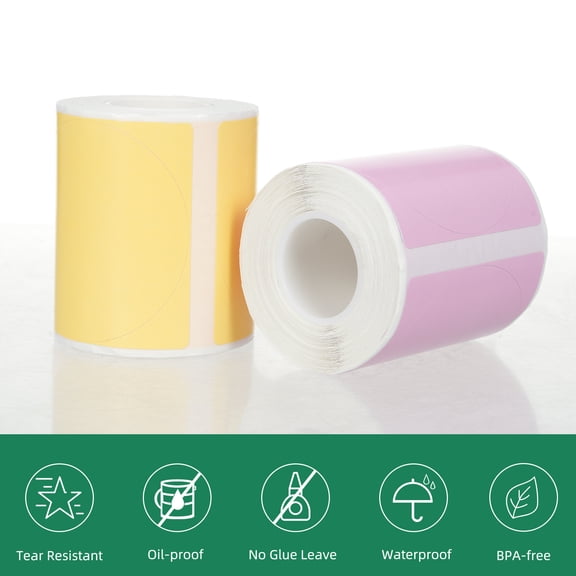 P2 Paper Thermal Label Paper Round Label Barcode Price Size Name Blank Labels Waterproof Tear Resistant Compatible with M221/M110/M120/M200/M220 and