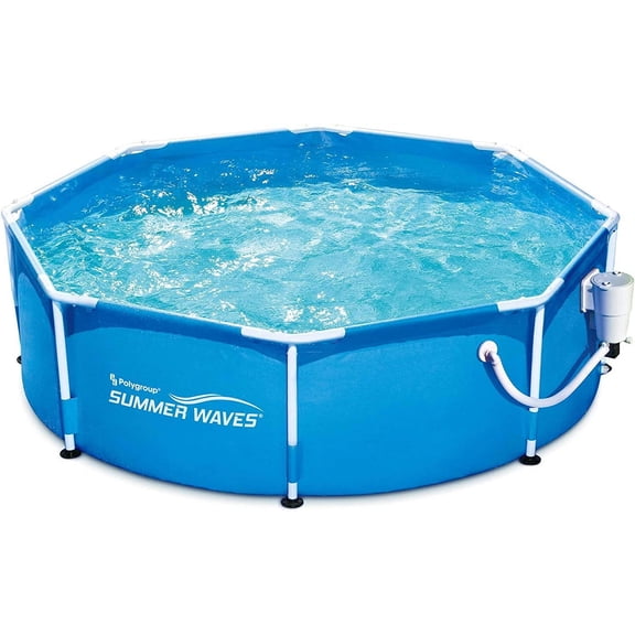 P2000830A Active 8ft x 30in Outdoor Round Frame Above Ground Swimming Pool Set with Filter Pump and Type D Cartridge, Blue