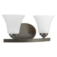 thumbnail image 1 of P2009-20W Adorn Etched Glass Traditional Bath Vanity Light, 13.25 in x 6.25 in x 6.625 in, 2-Light, Antique Bronze, 1 of 5