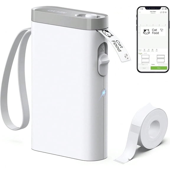 P21 Label Maker Machine with Tape, Bluetooth Label Printer, White