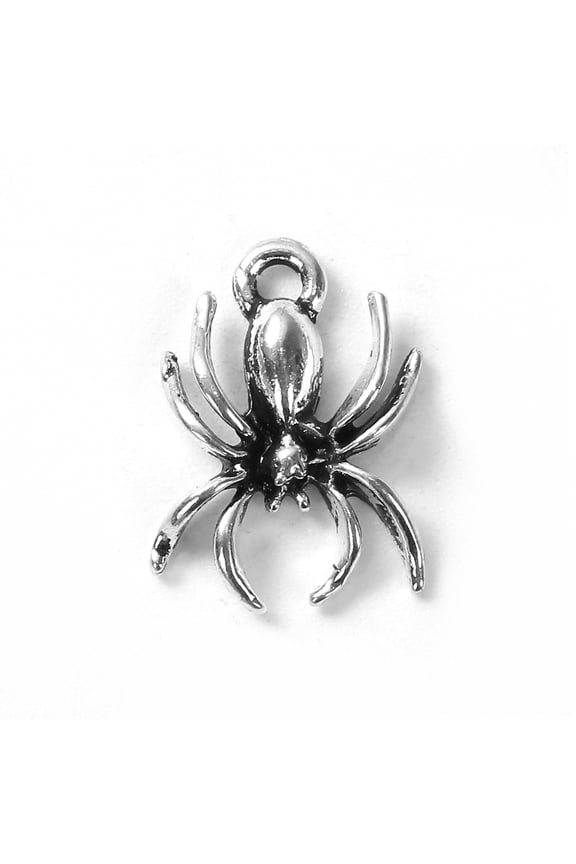 P245 - 30 pcs. Antique Silver Spider Charms Pendants - 18mm x 13mm