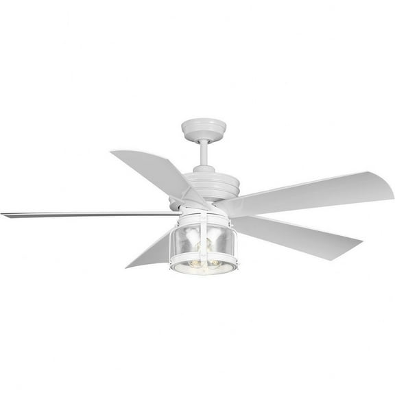 Progress Lighting Midvale 5-Light Satin White Coastal Ceiling Fan